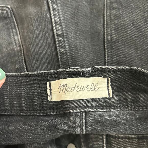 Madewell High Rise Denim Shorts Lunar Wash Black Stretch Raw Hem Distressed 26 - Picture 4 of 7